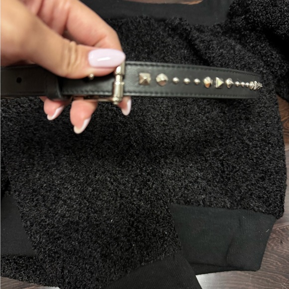 Gucci Stud leather black belt skinny belt with silver buckle - Picture 7 of 7